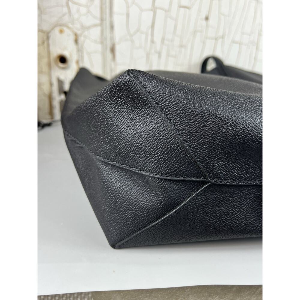 Michael Kors Hayley Black Coated Leather Large Tote Purse Double Handles W Strap - Picture 4 of 16